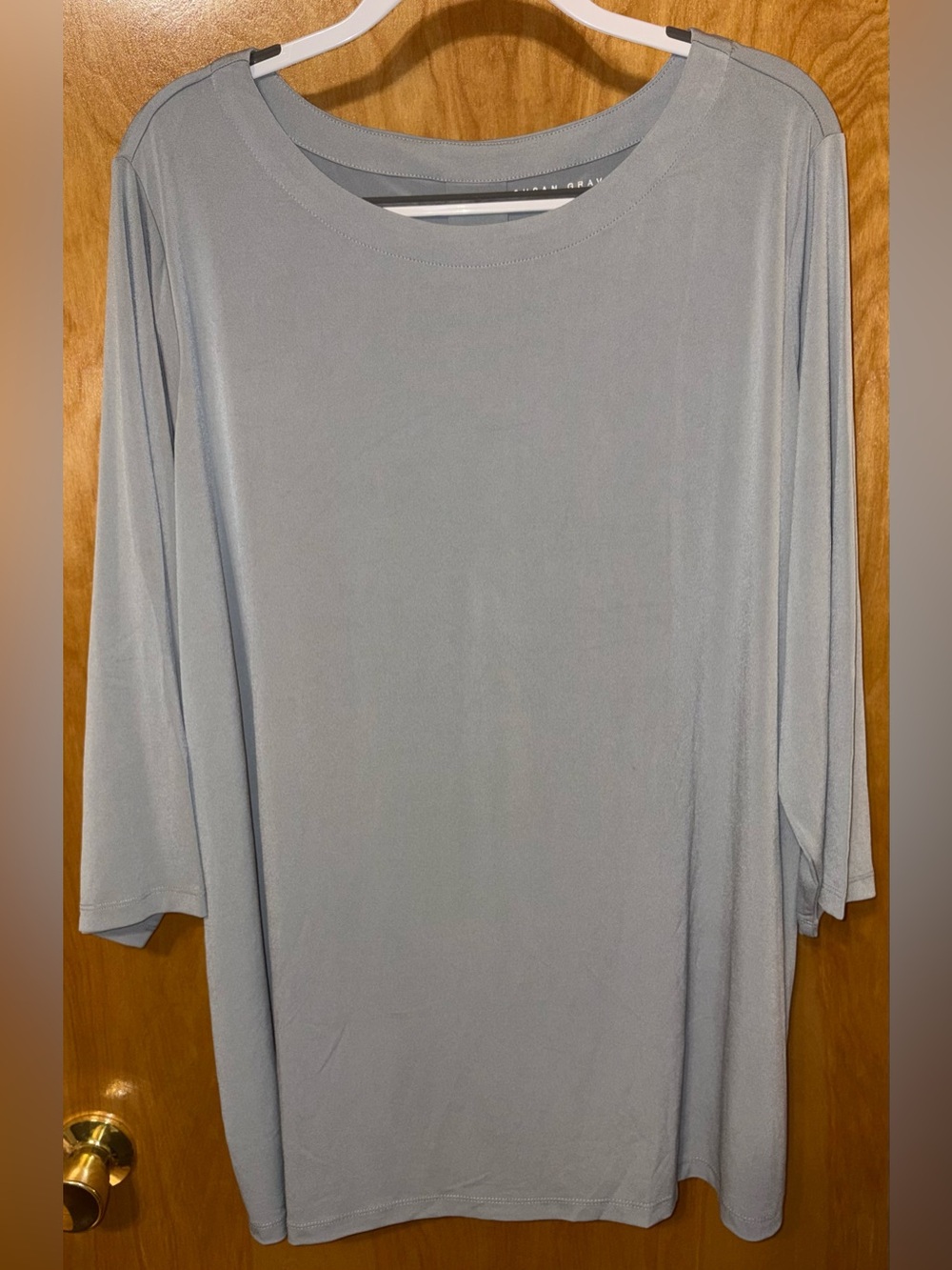 Susan Graver Modern Essentials storm grey liquid knit 3/4 sleeves tunic Size 3X